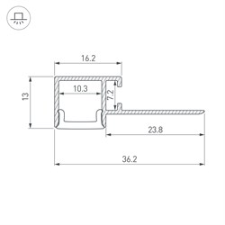 Профиль FANTOM-BENT-W12-TOP-EDGE-2000 ANOD (Arlight, Алюминий) 040328(1) - фото 108797