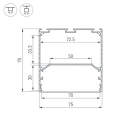 Профиль LINE-S-7575-2500 BLACK (Arlight, Алюминий) 041856 - фото 115291