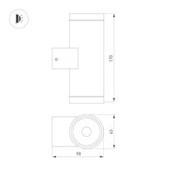 Светильник LGD-RAY-WALL-TWIN-R65-2x9W Day4000 (GR, 23 deg, 230V) (Arlight, IP65 Металл, 3 года) 044850 - фото 120873