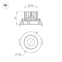 Светильник MS-FORECAST-BUILT-TURN-R102-12W Warm3000 (WH-WH, 32 deg, 230V) (Arlight, IP20 Металл, 5 лет) 037188(1) - фото 124669