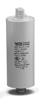 Конденсатор _WTB 30 мкФ ±5% 250V  d40 l95 M8x10 (Пласт. корпус/Wago/-40C...+85C)   500318 - фото 12629