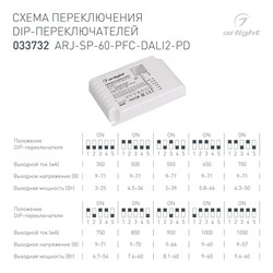 Блок питания ARJ-SP-60-PFC-DALI2-PD (60W, 9-71V, 0.35 -1.05A) (Arlight, IP20 Пластик, 5 лет) 033732 - фото 131811