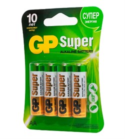 Батарейки GP Super 15A-CR4 LR6 АА BL4 (блистер 4шт) 04145Б - фото 143784