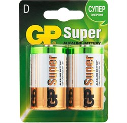 Батарейки большие GP Super Alkaline 13A-UE2 LR20 BL2 (блистер 2шт) 09215Б - фото 144223