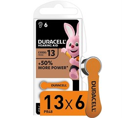 Батарейки для слуховых аппаратов DURACELL ZA13 6BL (блистер 6шт) 96091456 - фото 144729