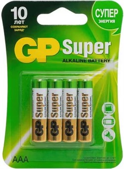 Батарейки GP Super 24A-2CR4 LR03 ААА BL4 (блистер 4шт) 13933Б - фото 144834
