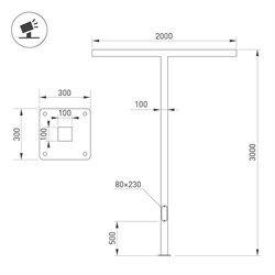 Опора OXOR-STER-T-2000x100x100-L3000-70W Warm3000 (BK, 230V) IP65 (Arlight, Сталь) 051412 - фото 151906