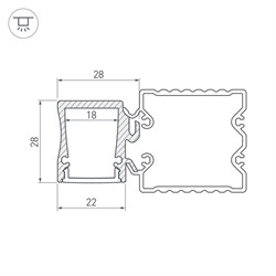 Профиль с экраном ALU-BASE-WH28-2000 ANOD+FROST (Arlight, Металл) 015460-2 - фото 152665