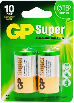 Батарейки GP Super 14А-CR2 LR14 С BL2 (блистер 2шт) 09216Б - фото 163728