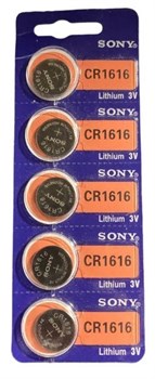 Батарейки литиевые SONY CR1616 BL5 10766Б - фото 165048