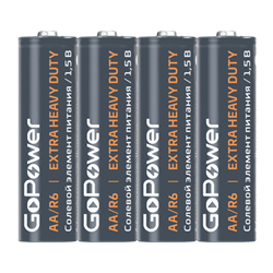 Батарейка GoPower R6 AA Shrink 4 Heavy Duty 1.5V (4/60/1200)(в упаковке 4шт) 00-00015592 - фото 168228