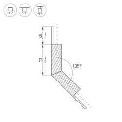 Угол PLS-LOCK-H25-L135W внешний (с экраном MAT-L) (Arlight, Металл) 026137-1 - фото 172448