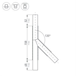 Тройник PLS-LOCK-H25-T135L левый (с экраном MAT-L) (Arlight, Металл) 026241-1 - фото 172473