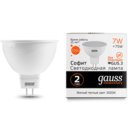 Лампа Gauss Elementary MR16 7W 570lm 6500K GU5.3 LED 1/10/100 13537 - фото 24000