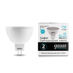 Лампа Gauss Elementary MR16 7W 550lm 4100K GU5.3 LED 1/10/100 13527 - фото 26517