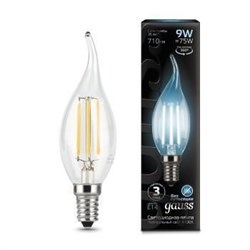 Лампа Gauss Filament Свеча на ветру 9W 710lm 4100К Е14 LED 1/10/50 104801209 - фото 27940