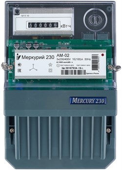 Счетчик электроэнергии Меркурий 230 АМ-02 трехфазный однотарифный, 10(100), кл.точ. 1.0, Щ, ЭМОУ, имп. выход (230AM02) 230АМ02 - фото 33894