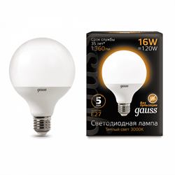 Лампа Gauss G95 16W 1480lm 3000K E27 LED 1/20 105102116 - фото 37935