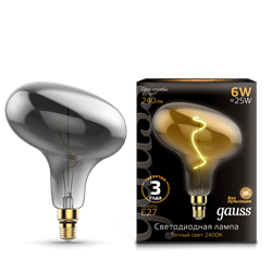 Лампа Gauss Filament FD180 6W 240lm 2400К Е27 gray flexible LED 1/6 165802008 - фото 38046