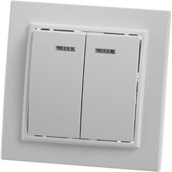 Выключатель двухклавишный STEKKER PSW10-9002-01 , серия Эрна, с подсветкой (синий), тип установки - 39042 - фото 78743