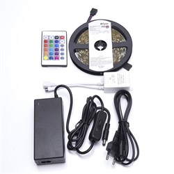 Драйвер Лента светодиодная, 60SMD(5050)/m 14.4W/m 12V 5m RGB c  ом, LS606 с адаптером с вилкой, контро 27706 - фото 79830