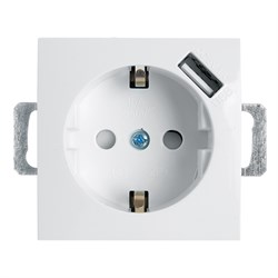 Розетка 1-местная с/з (механизм)  и с USB, серия Эрна, PST16-9111-01, белый 39318 - фото 80565