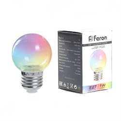 Лампа светодиодная, (3W) 230V E27 RGB G60, LB-371 прозрачный быстрая смена цвета 38130 - фото 81704