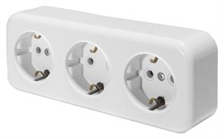 Розетка 3-местная с заземляющим контактом, 250В, 16А, IP20, PST16-51-20 (RA 16-343-Б), белый 39697 - фото 85156