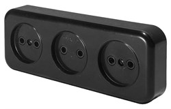Розетка 3-местная без заземляющего контакта, 250В, 16А, IP20, PST16-50-20 (RA 16-344-Ч), черный 39700 - фото 85692