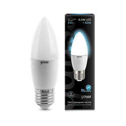 Лампа Gauss Свеча 6.5W 550lm 4100К E27 LED 1/10/100 103102207 - фото 8707