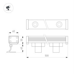 Линейный прожектор AR-LINE-500-12W Warm3000 (GR, 15x60 deg, 230V) (Arlight, Закрытый) 041726 - фото 91829