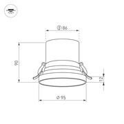 Светильник MS-VOLCANO-BUILT-R95-15W Warm3000 (WH, 38 deg, 230V) (Arlight, IP20 Металл, 5 лет) 035441