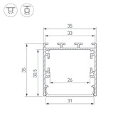 Профиль LINE-S-3535-2500 WHITE (Arlight, Алюминий) 041833