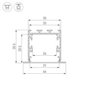 Профиль LINIA49-F-S-2500 BLACK (Arlight, Алюминий) 041874