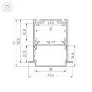 Профиль SL-LINIA52-3L-F-2000 ANOD BLACK (Arlight, Алюминий) 044685