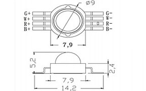 Мощный светодиод ARPL-4W-EPA-RGBW (350mA) (Arlight, Emitter) 020332