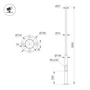 Опора фланцевая OXOR-OT2-D108-L3000 (BK) (Arlight, Сталь) 051274