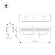 Линейный прожектор AR-LINE-1000-12W Day4000 (GR, 30 deg, 230V) (Arlight, IP65 Металл, 3 года) 024334(1)