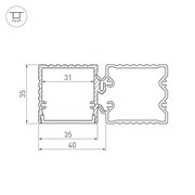 Профиль с экраном ALU-BASE-PW35S-2000 ANOD+FROST AG (Arlight, Металл) 021947