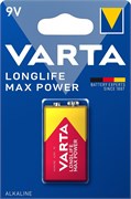 Батарейки VARTA LONGLIFE MAX POWER 9V Крона BL1 (блистер 1шт) 4008496545612