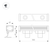 Линейный прожектор AR-LINE-500-9W Day4000 (GR, 15 deg, 230V) (Arlight, IP65 Металл, 3 года) 052892