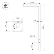 Опора OXOR-STER-G45-1000x100x100-L3000-52W Warm3000 (BK, 230V) IP65 (Arlight, Сталь) 051407