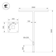 Опора OXOR-STER-T-2000x100x100-L3000-70W Warm3000 (BK, 230V) IP65 (Arlight, Сталь) 051412