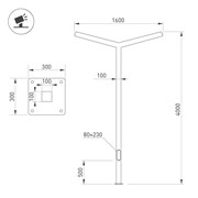 Опора OXOR-STER-Y-2000x100x100-L4000-70W Warm3000 (BK, 230V) IP65 (Arlight, Сталь) 051423