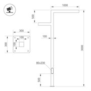 Опора OXOR-STER-Z-1600x100x100-L3000-70W Warm3000 (BK, 230V) IP65 (Arlight, Сталь) 051426