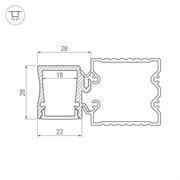Профиль с экраном ALU-BASE-WH28-2000 ANOD+FROST (Arlight, Металл) 015460-2