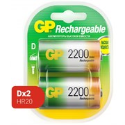 Перезаряжаемые аккумуляторы GP 220DHC типоразмера D, емкость 2200 мАч - 2 шт. в клемшеле GP 220DH-2C 2871