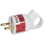 Вилка 2P+Е прямая 16А белая с кольцом Legrand 050190