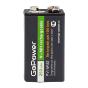Аккумулятор бытовой GoPower Крона 6F22 BL1 NI-MH 9V 250mAh (1/25/100) 00-00017020