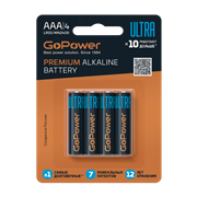 Батарейка GoPower ULTRA LR03 AAA BL4 Alkaline 1.5V (4/40/480)(блистер 4шт) 00-00026396